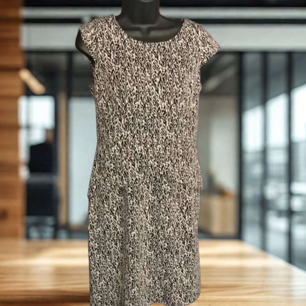 Calvin Klein Cream/Black Print Dress